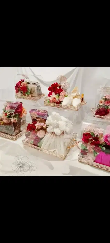 Box seserahan Crystal tray mirror 5pc