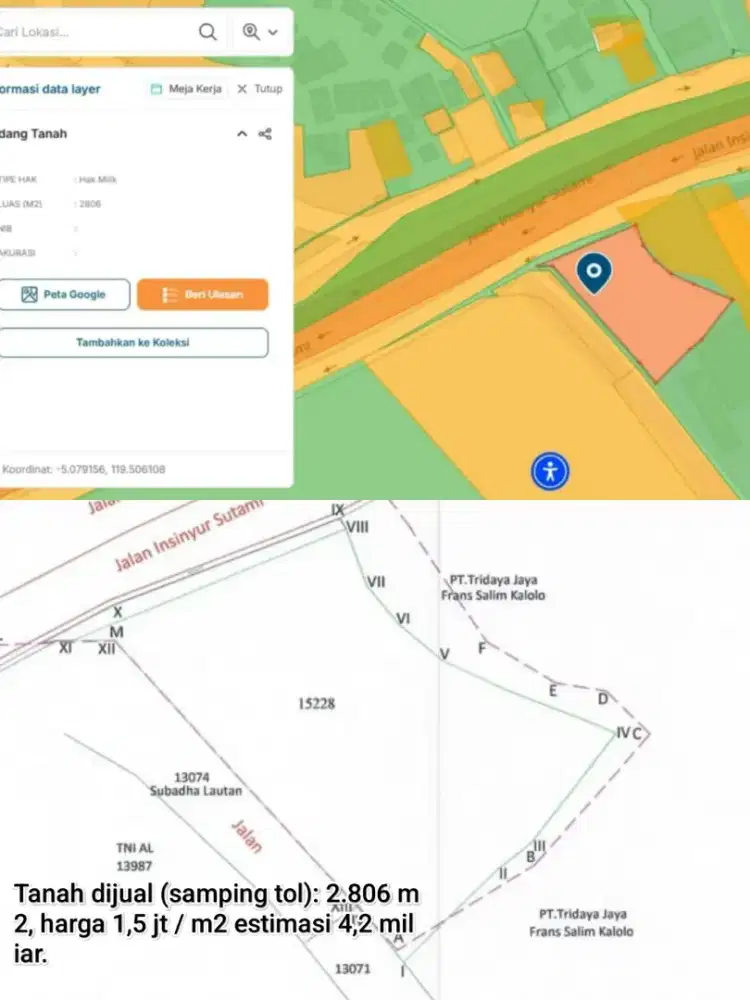 Jual tanah murah di Ir. Sutami