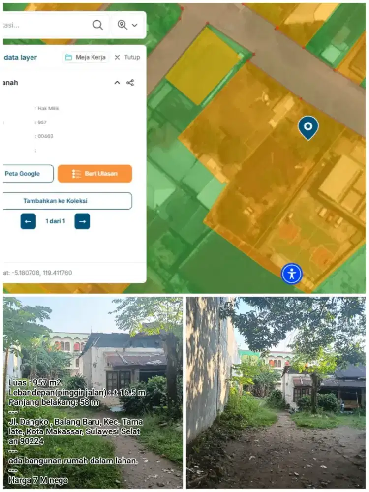 Jual murah tanah di Jl. Dangko