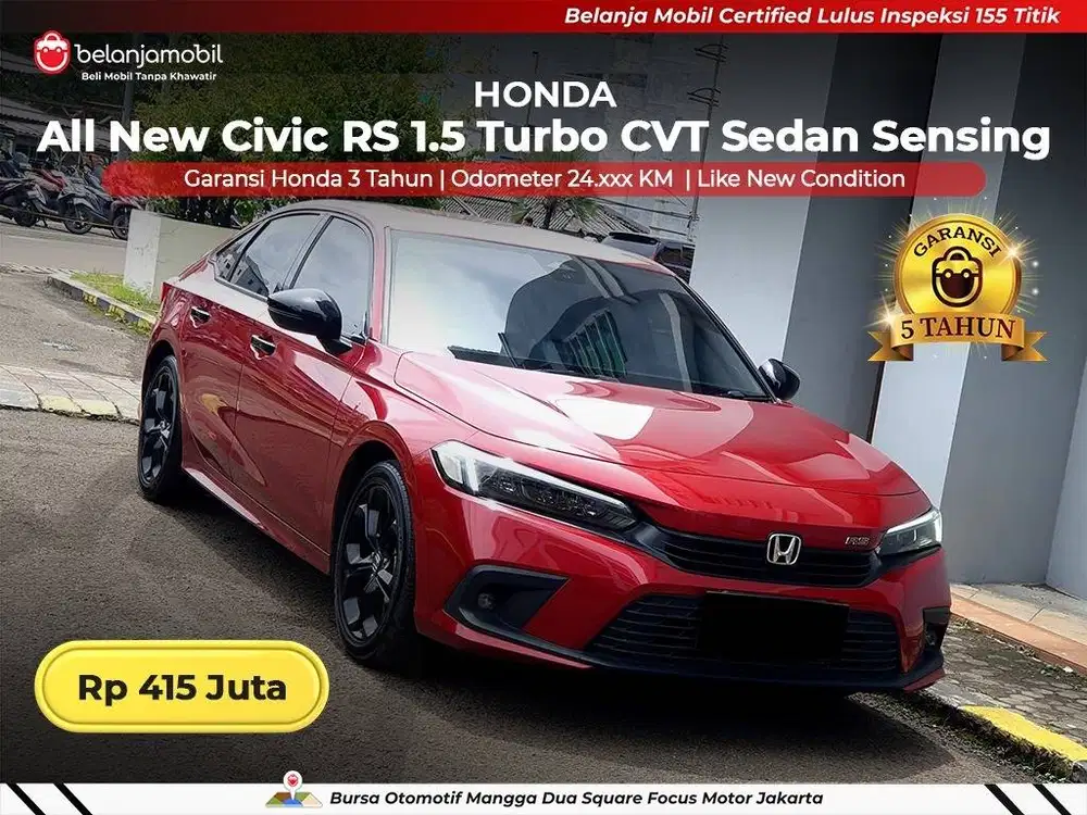 [ GARANSI 5TH ] Honda Civic RS 1.5 Turbo CVT Sedan Sensing 2024/2025