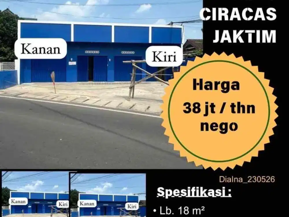 Ruko Baru Di Sewa kan Murah Pinggir Jalan Lokasi Ramai Ciracas Jakarta Timur