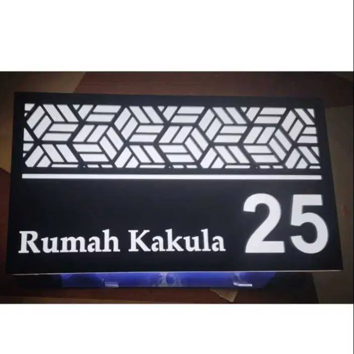 Custom Nomor Rumah Akrilik LED Angka Huruf Timbul Acrylic Neon Box Sun