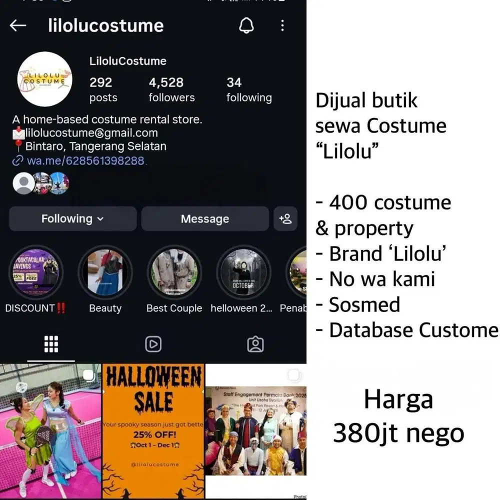 Dijual Butik Costume masih aktif