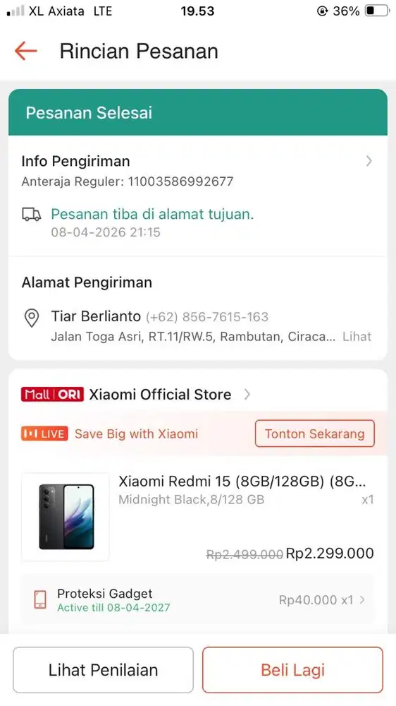 Xiaomi redmi 15 baru 2 bulan