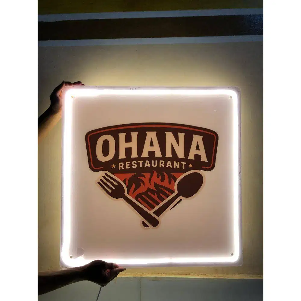 Acrylic Plang Toko+Lampu Ukuran STANDAR (Free Desain&Free Potong Mengi