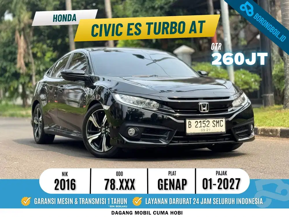 TERMURAHH Honda Civic ES Turbo AT 2016 Crystal Black Pearl