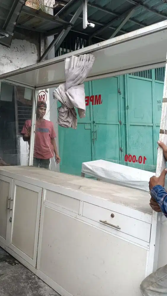 Etalase gerobak alumunium bekas nasi padang bahan besar ukuran besar