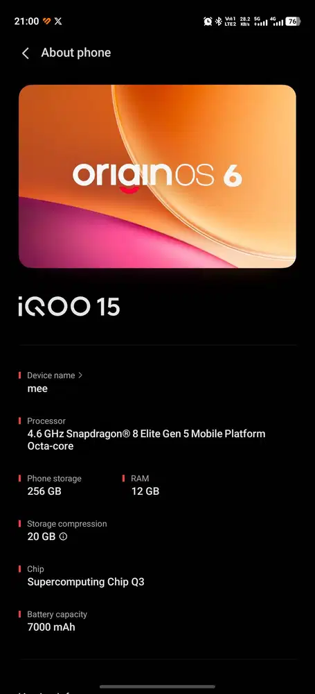 Iqoo 15 12/256gb