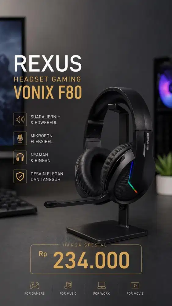 Headset gaming rexus vonix F80