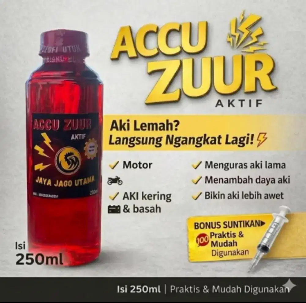 Air Aki Zuur Merah 250ml Atasi Aki Soak 

Bonus Suntikan