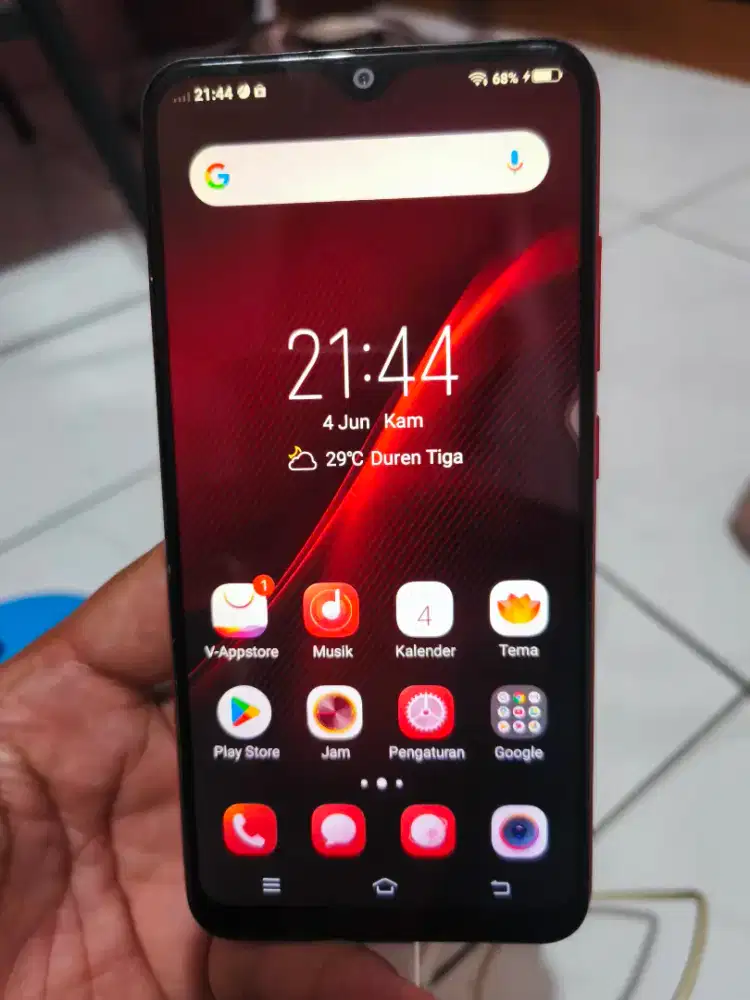 VIVO Y93 second Warna Merah Mulus Dus Lengkap + Kabel Charger MicroUSB