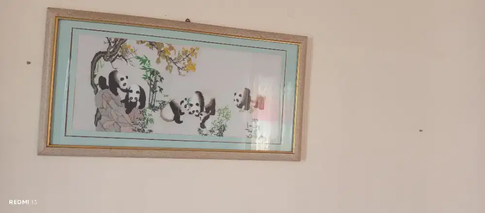 Lukisan panda benang sutera+lukisan Puzzle princes (2butik cuma 2juta)