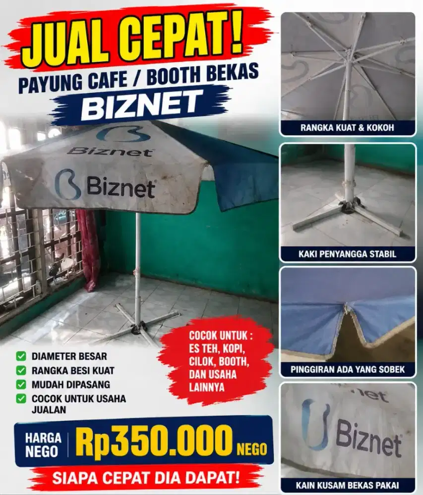 Jual Cepat! Payung Cafe Besar Lengkap dengan Tiang dan Dudukan Kaki