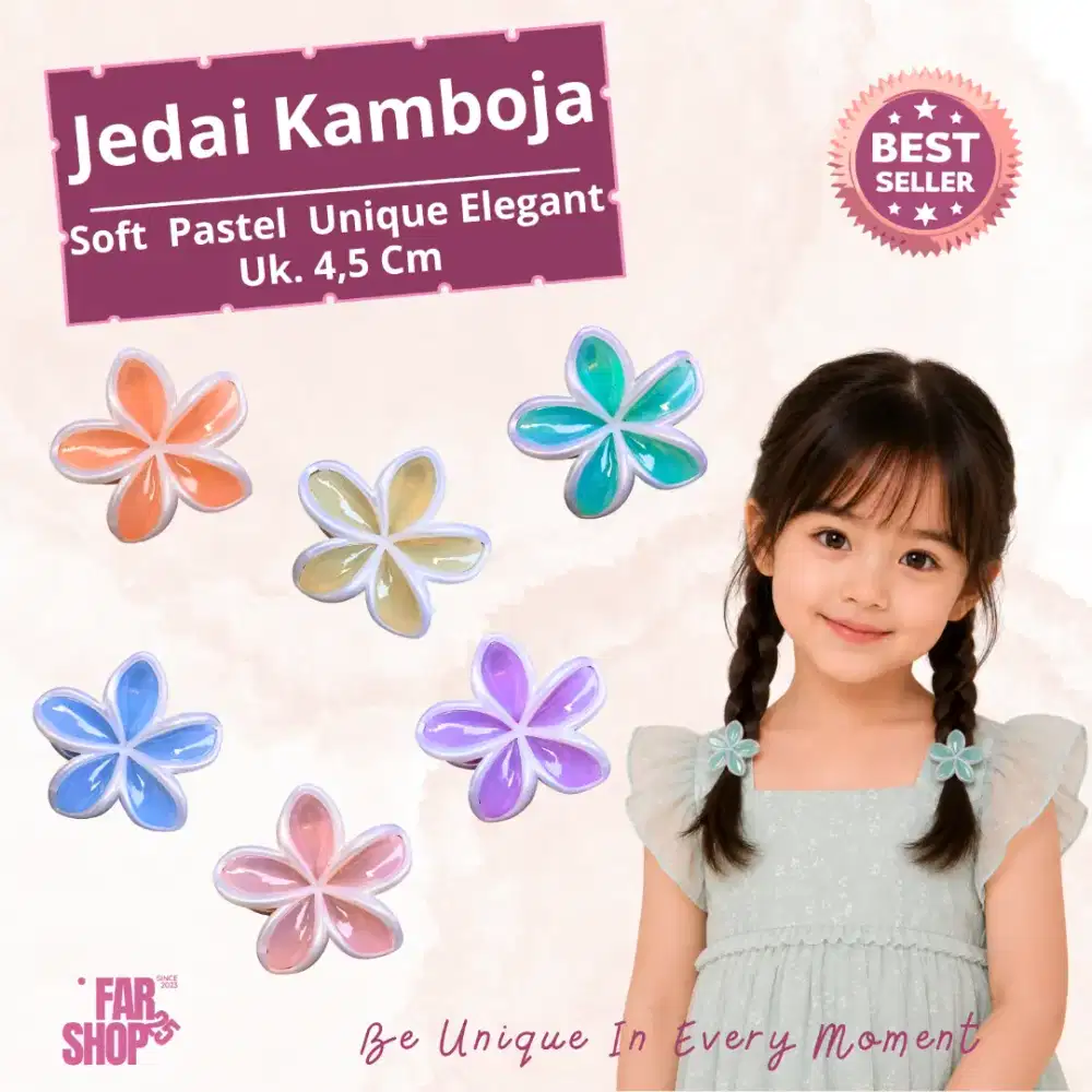 Jedai Kamboja Mini 4,5 Cm Soft Pastel List Putih Elegan Murah Cantik