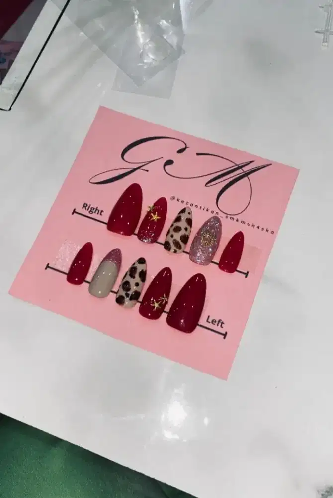 press on nails red leopard glam