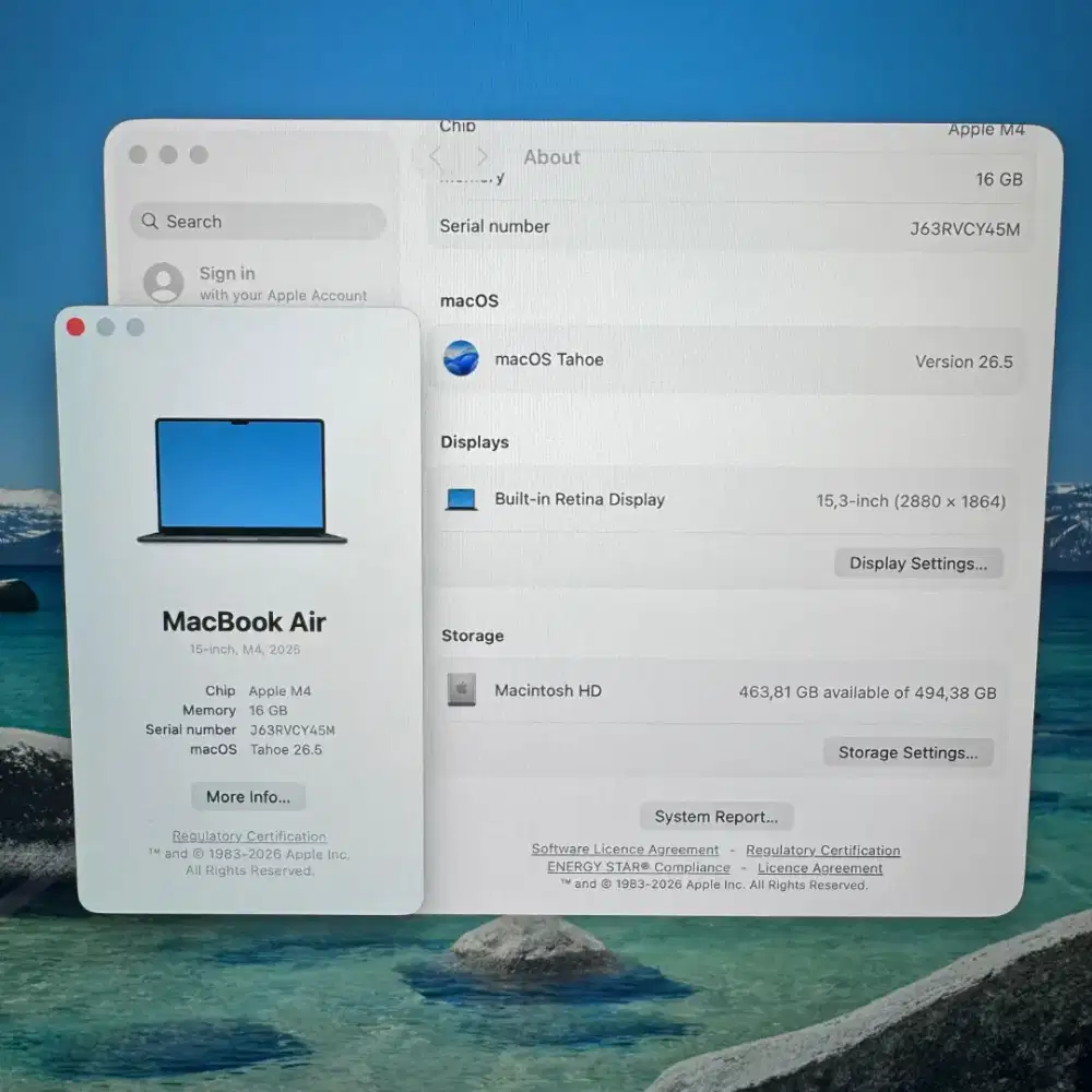 Macbook Air M4 15 Inch Ram 16 Ssd 512 lengkap full set Midnight Blue