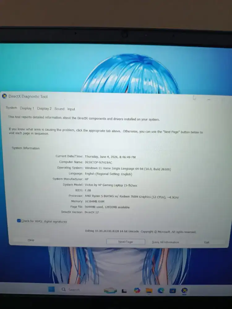 Victus 15 RTX 4050 Vram 6gb