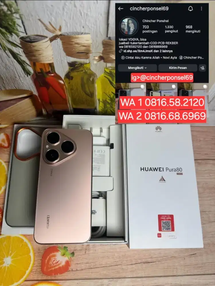 Jual hp Huawei Pura 80 12/256 likenew pemakaian 2 bulan BH 100%