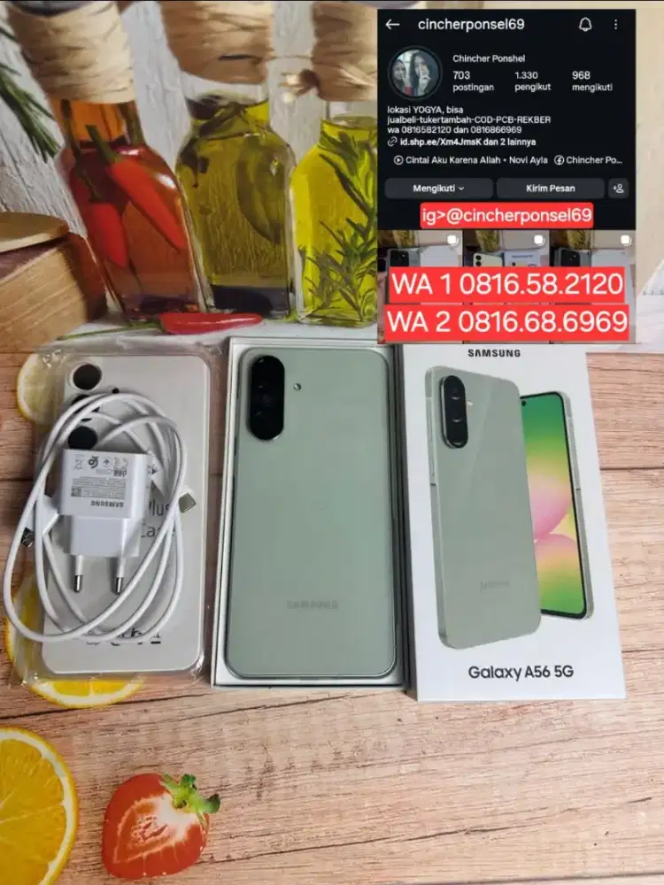 Jual hp LIKENEW SAMSUNG A56 5g ram 8gb grns aktif free adaptor n case
