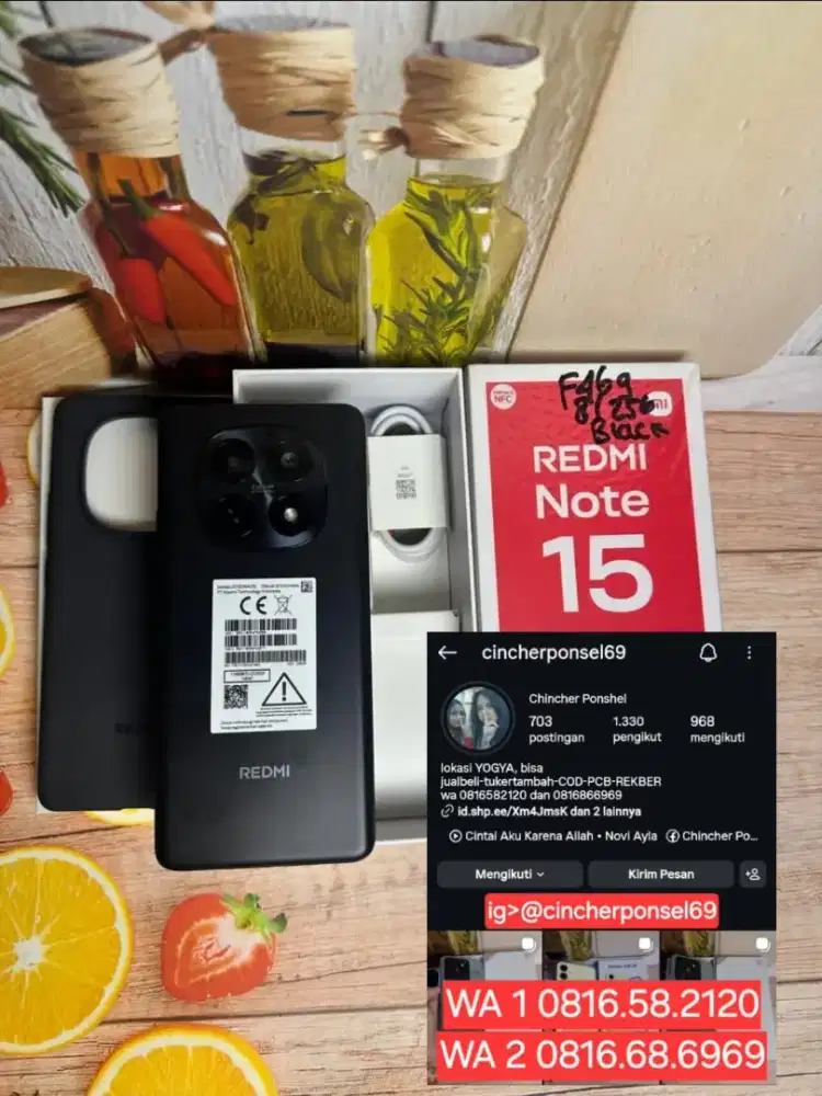 Jual hp likenew REDMI NOTE 15 8/256 istimewa cuma open box saja