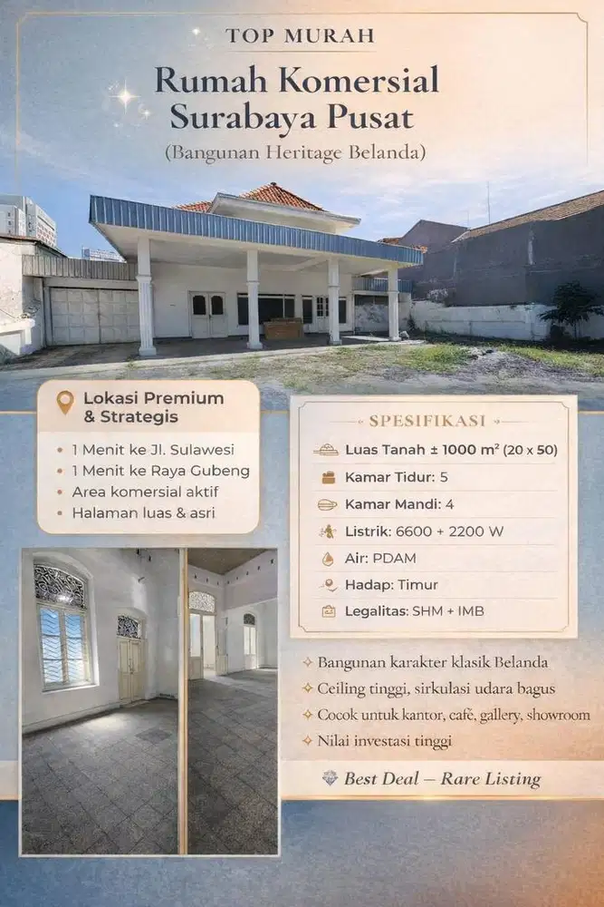 MURAH ! DIJUAL BANGUNAN KOMERSIAL SURABAYA PUSAT LOKASI STRATEGIS