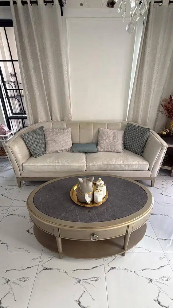 1 Set Sofa Luxury (Made in USA) + Coffee Table & Side Table (Malinda)