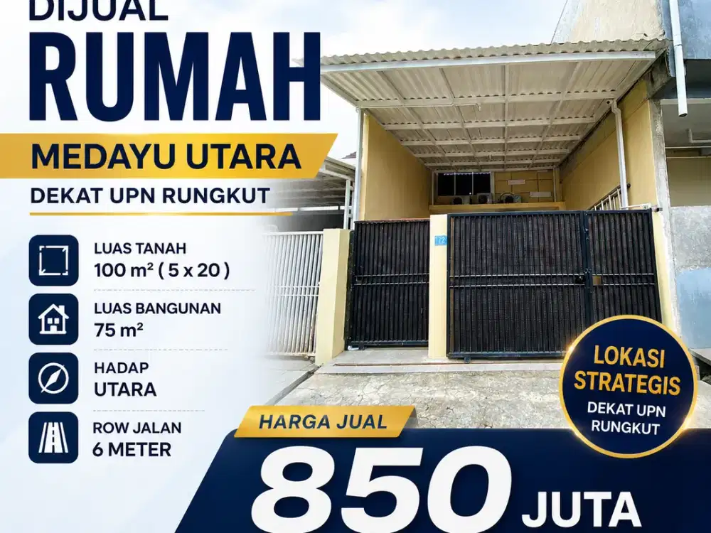 Medayu Utara dekat UPN Rungkut ‼️Rumah Siap Huni 1 Lantai Bebas Banjir