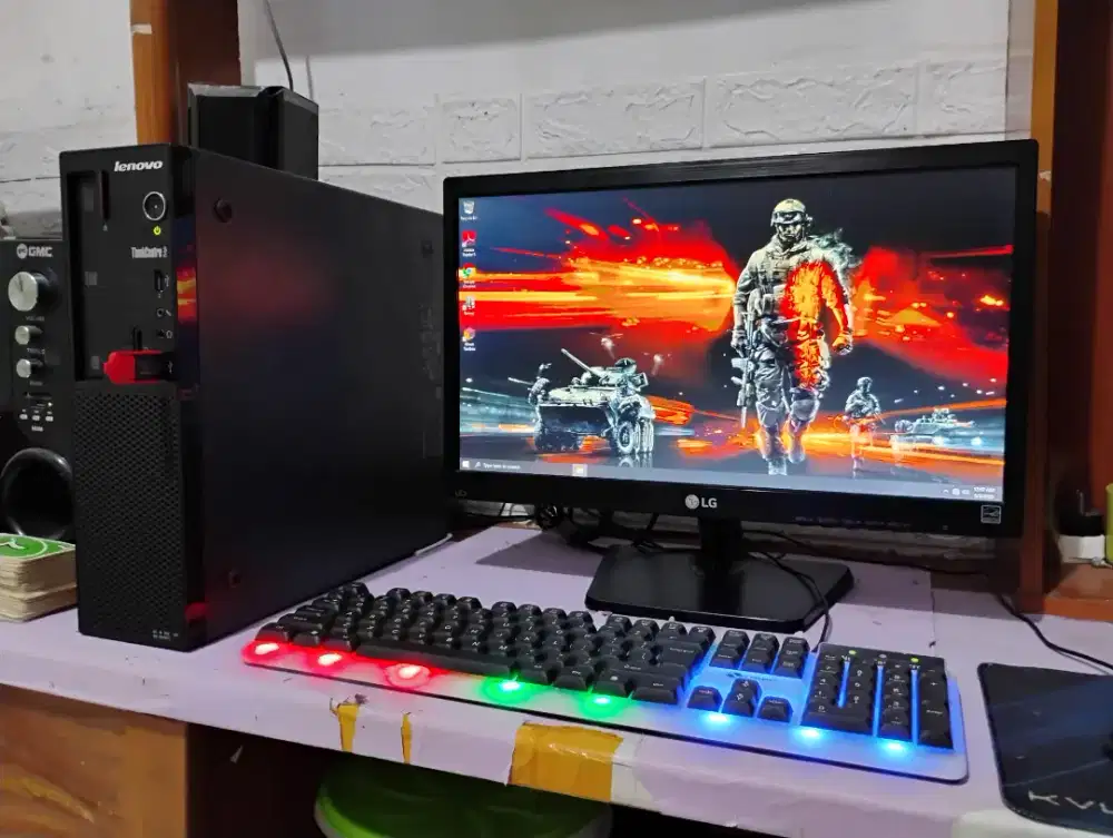 Pc lenovo fullset / intel core i5 + ram 8gb + monitor 20 inch