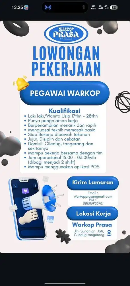LOWONGAN PEGAWAI WARKOP