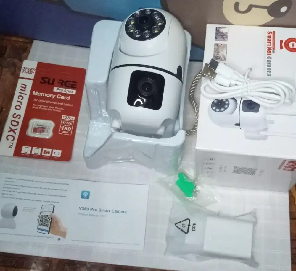 Cctv V380Pro 2 lensa camera +memori card 64gb
