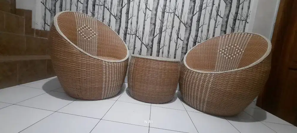 Kursi Rotan Sintetis Preloved masih mulus pisan
