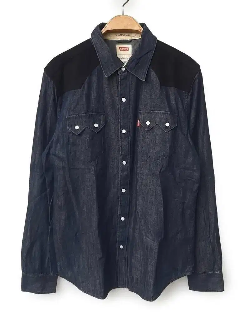 LEVIS DENIM WESTERN SAWTOOTH BARSTOW JEANS SHIRT MIX SUEDE