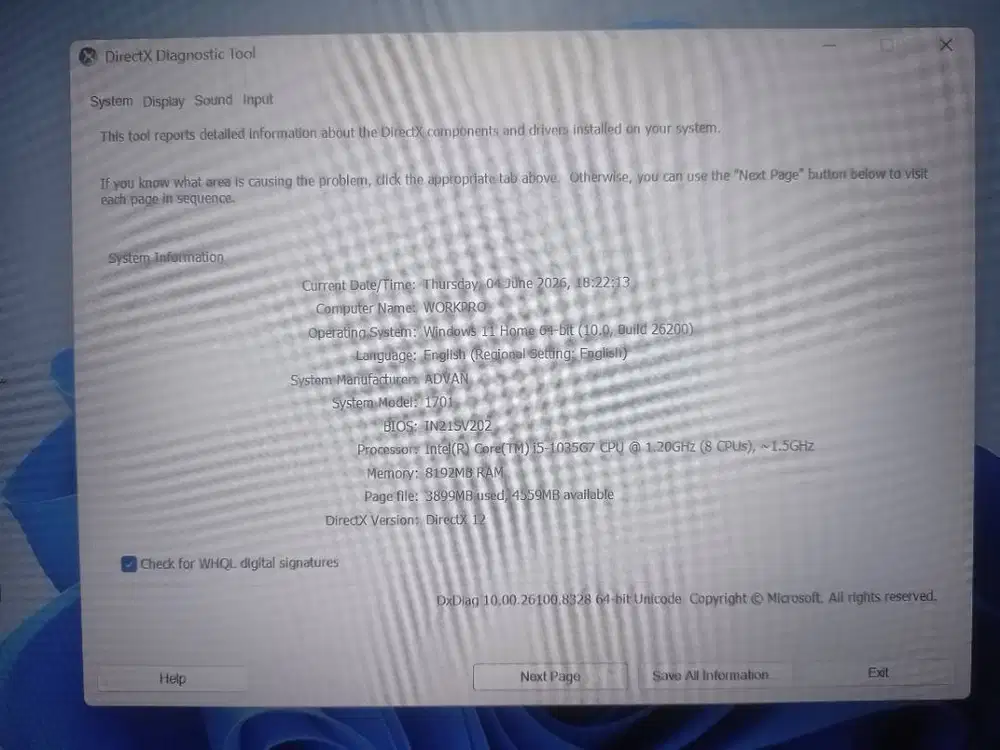 Advan Workpro Core i5