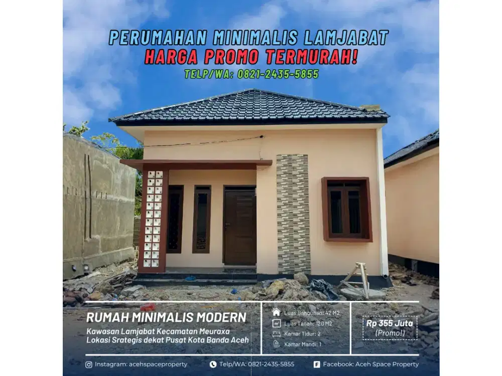 Dijual Rumah Minimalis di Lamjabat Dekat Punge dan Blang Padang - Harga Promo Termurah!