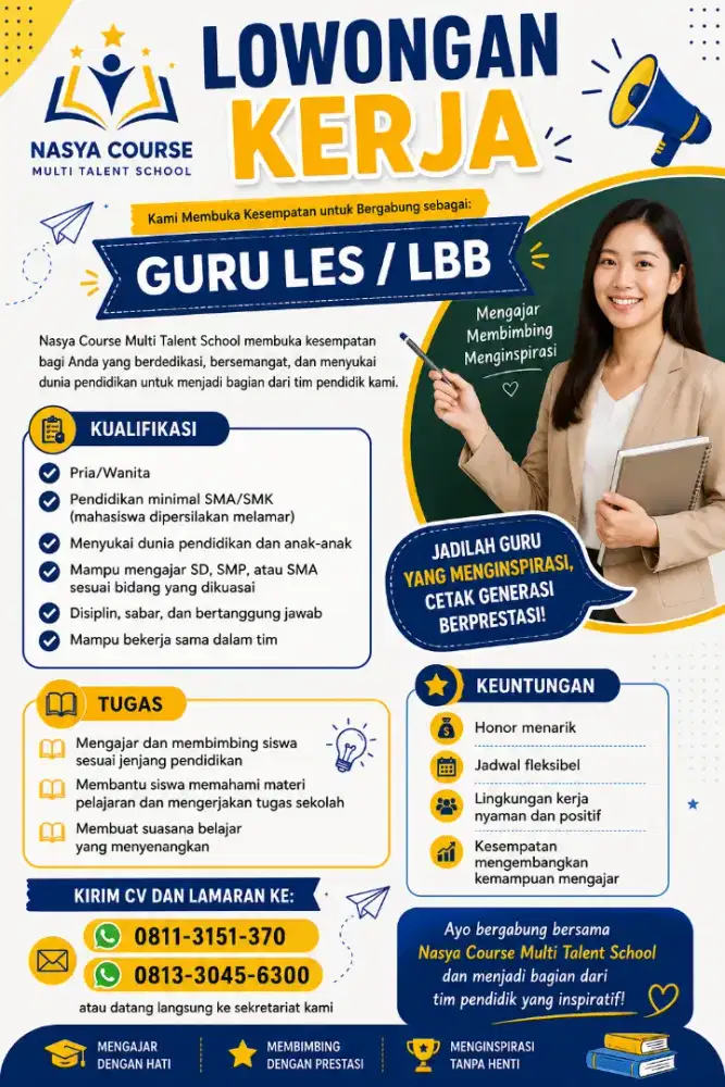Dicari Tenaga Pengajar LBB Nasya Course