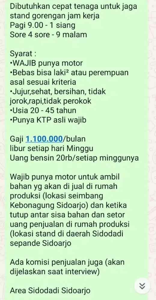 Dibutuhkan cepat tenaga jaga stand gorengan risoles