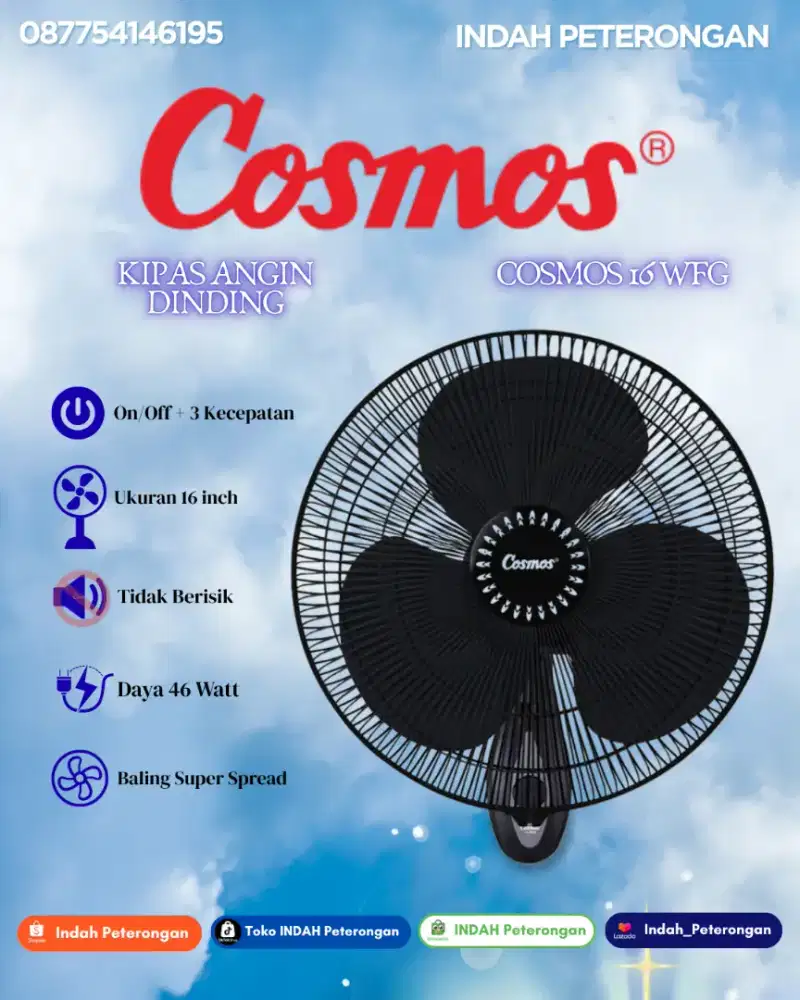 KIPAS ANGIN DINDING COSMOS 16WFG
