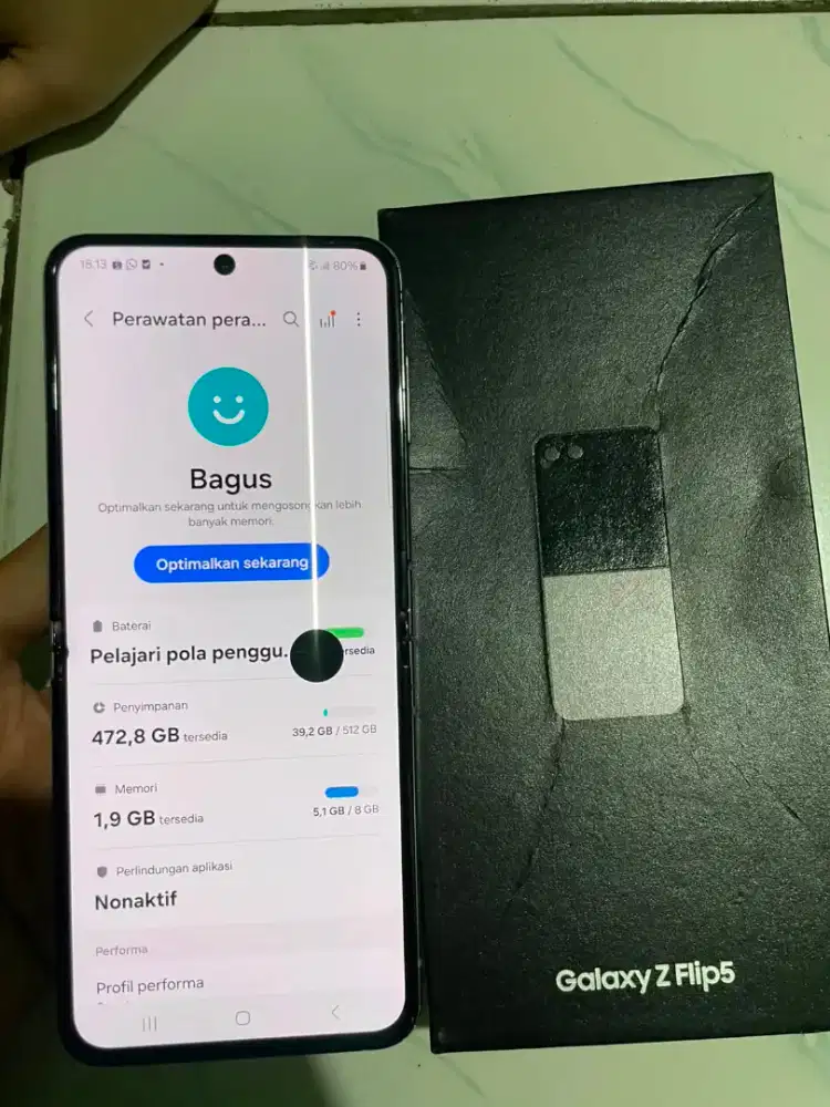 Smsung zflip 5 ram 8/512 5g ori sein  hp dus batre awet