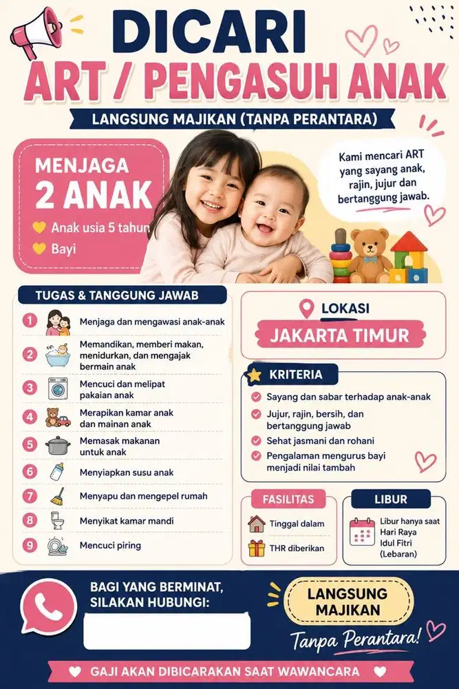 Lowongan ART// PENGASUH ANAK