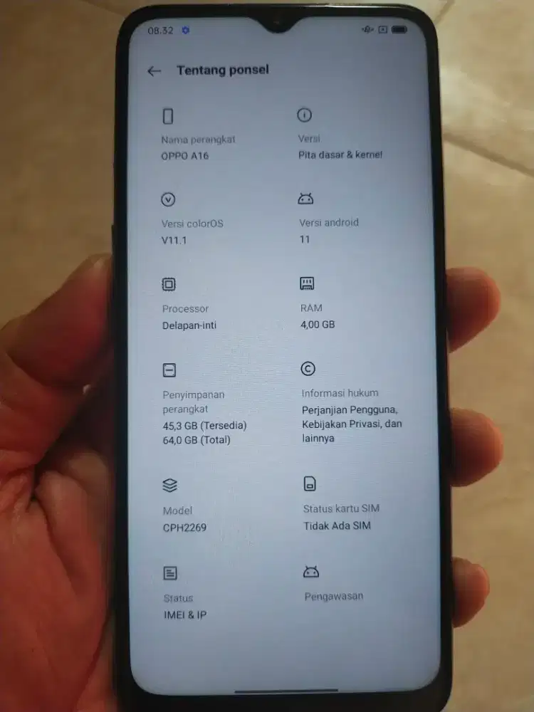 OPPO A16 RAM 4 ROM 64