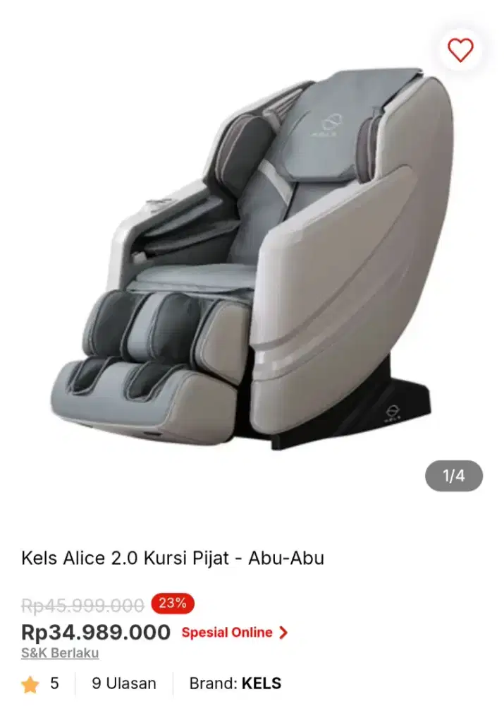 Kels Alice 2.0 Kursi Pijat - Abu-Abu