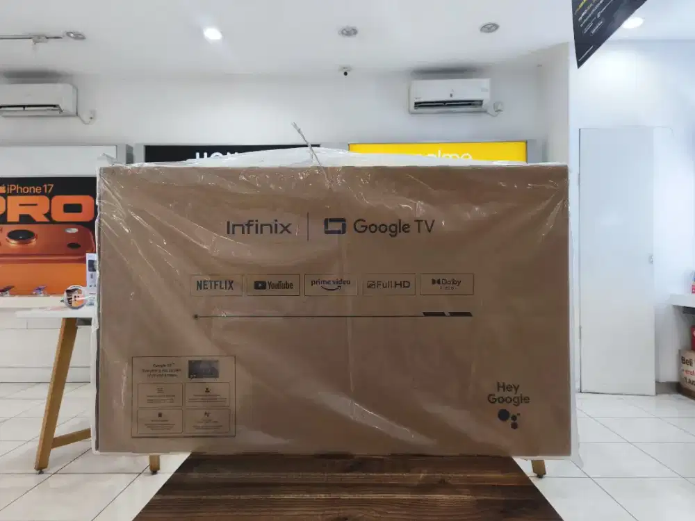 Ready tv infinix 43 inch FHD sudah android tv cocok buat karoke&rental