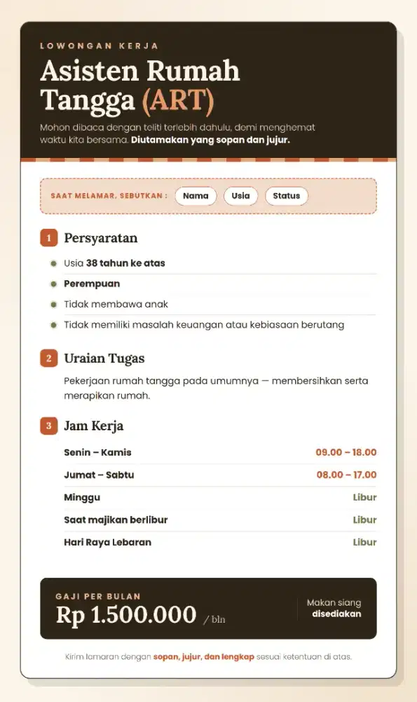 DICARI ART PULANG PERGI