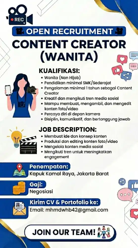 Content Creator (Wanita Non Hijab)