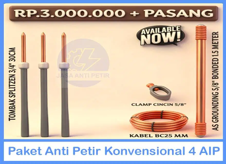 Paket Penangkal Petir 4 Tombak