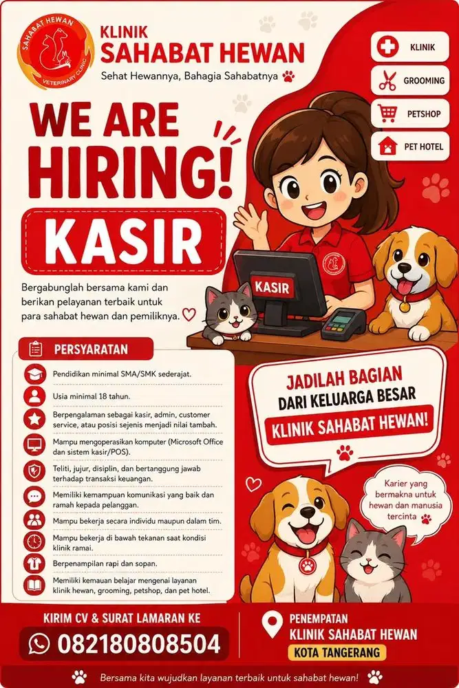Dicari Kasir Petshop