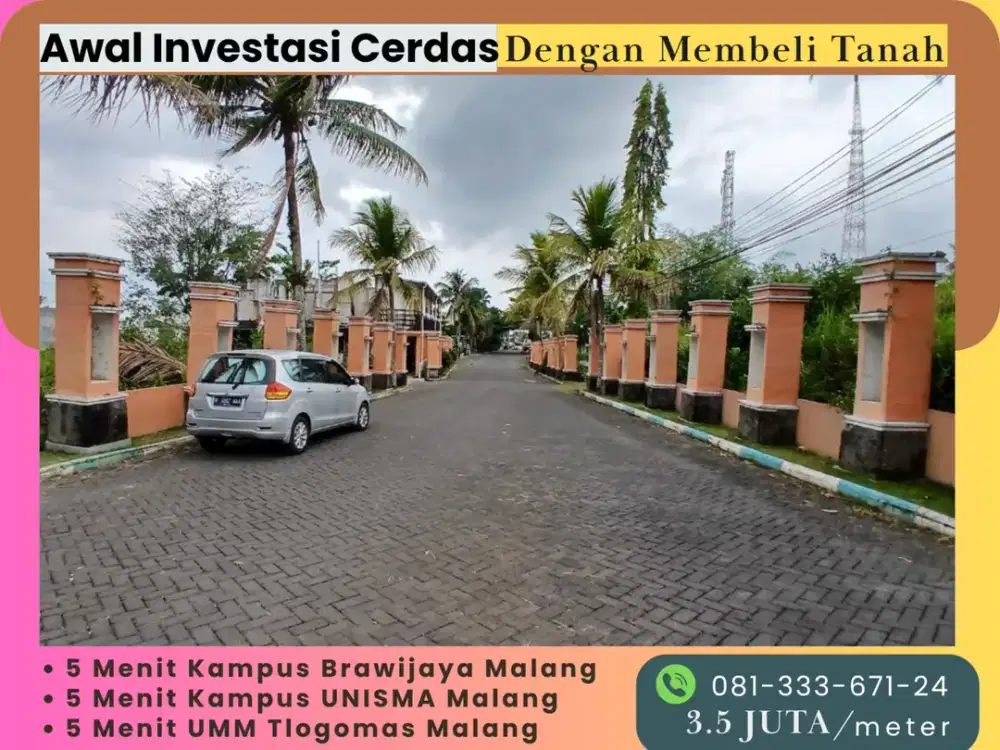 Tanah Strategis 5 Menit Kampus UB Malang SHM Split