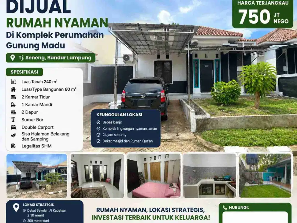 Perumahan Gunung Madu dengan Lokasi Aman dan Nyaman dengan Tanah 240m2