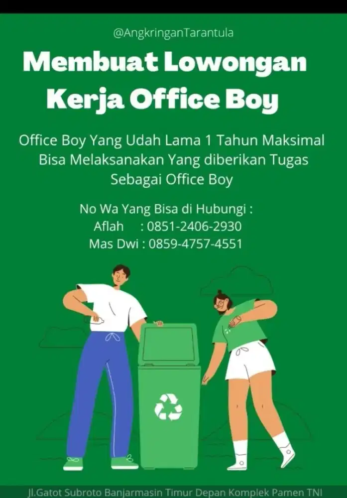 Lowongan kerja , office boy pengalaman
