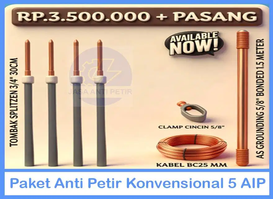 Paket Penangkal Petir 5 Tombak